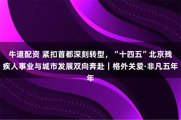 牛道配资 紧扣首都深刻转型，“十四五”北京残疾人事业与城市发展双向奔赴｜格外关爱·非凡五年
